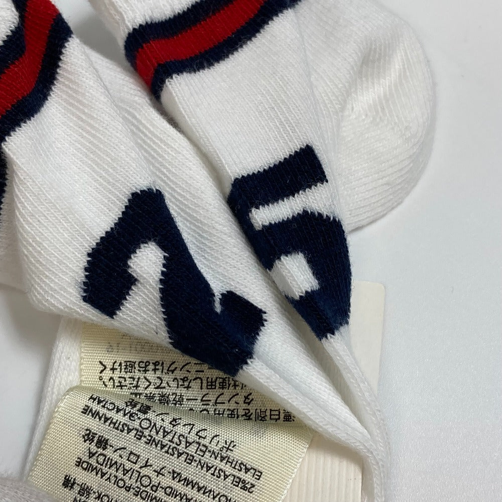 GUCCI Knit hat 418599 cotton White x navy Baby GG pattern Women M Used