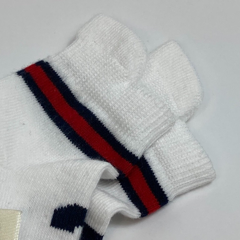 GUCCI Knit hat 418599 cotton White x navy Baby GG pattern Women M Used