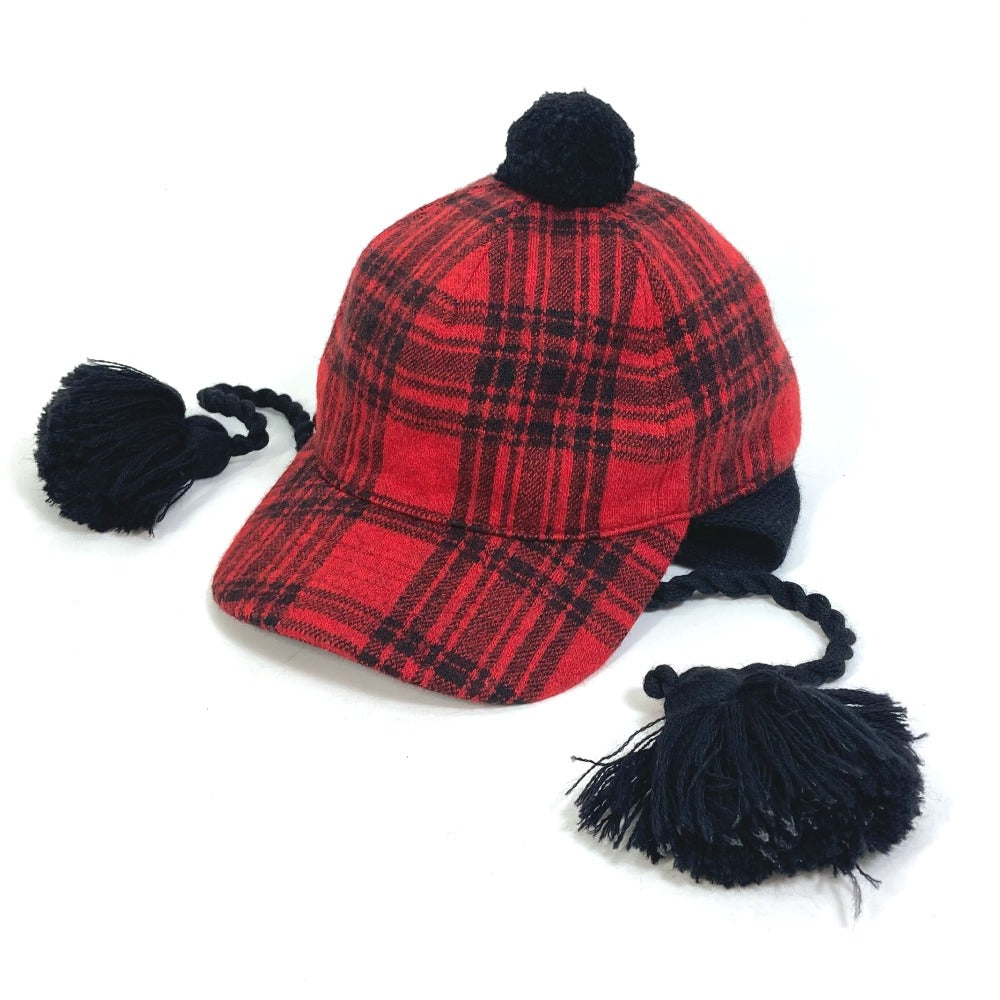 GUCCI cap 439029 Cotton, Wool, Acrylic Red Knit hat check S