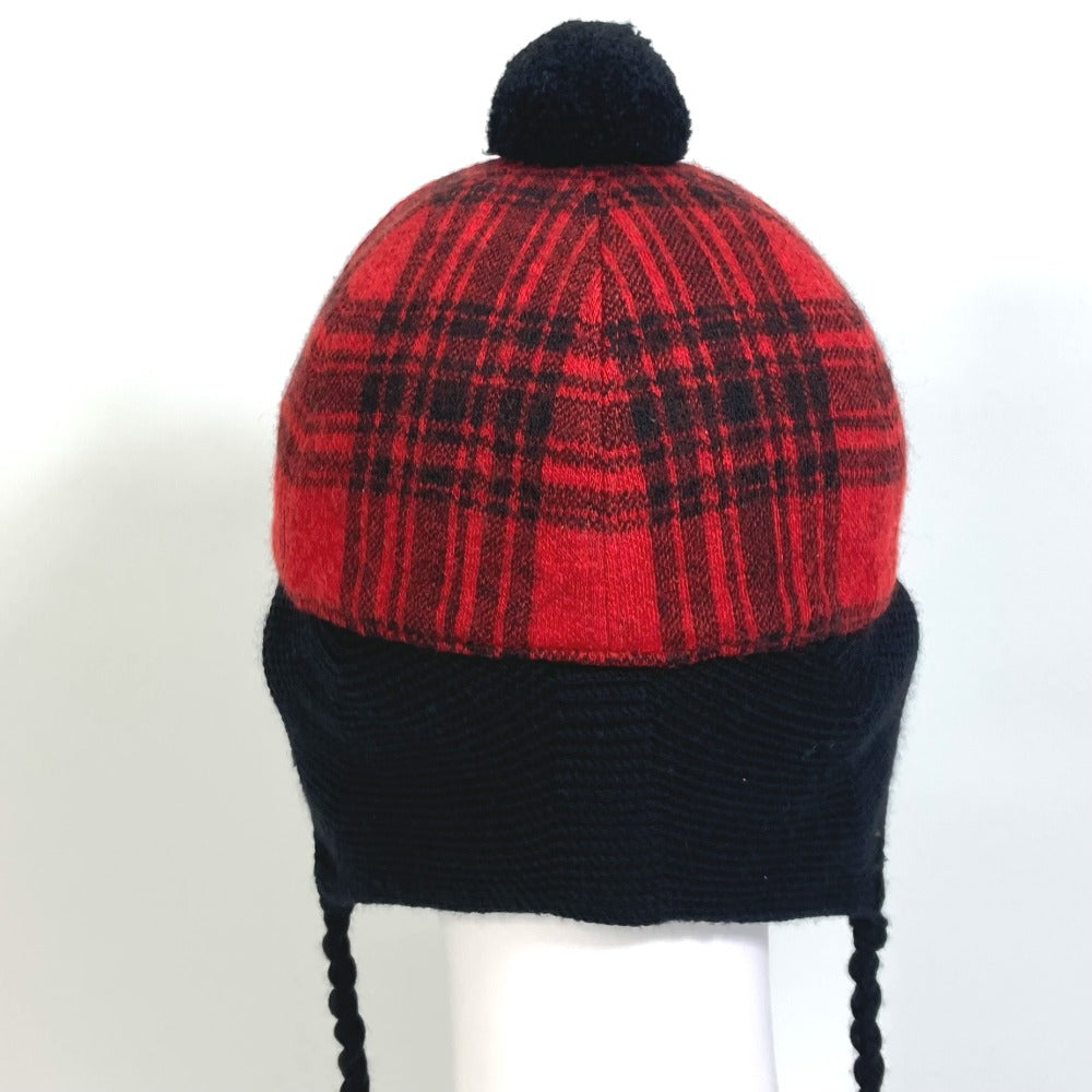 GUCCI cap 439029 Cotton, Wool, Acrylic Red Knit hat check S