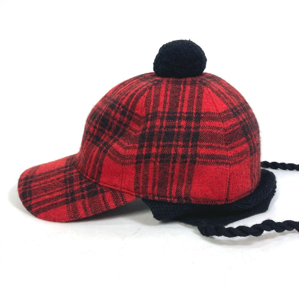 GUCCI cap 439029 Cotton, Wool, Acrylic Red Knit hat check S
