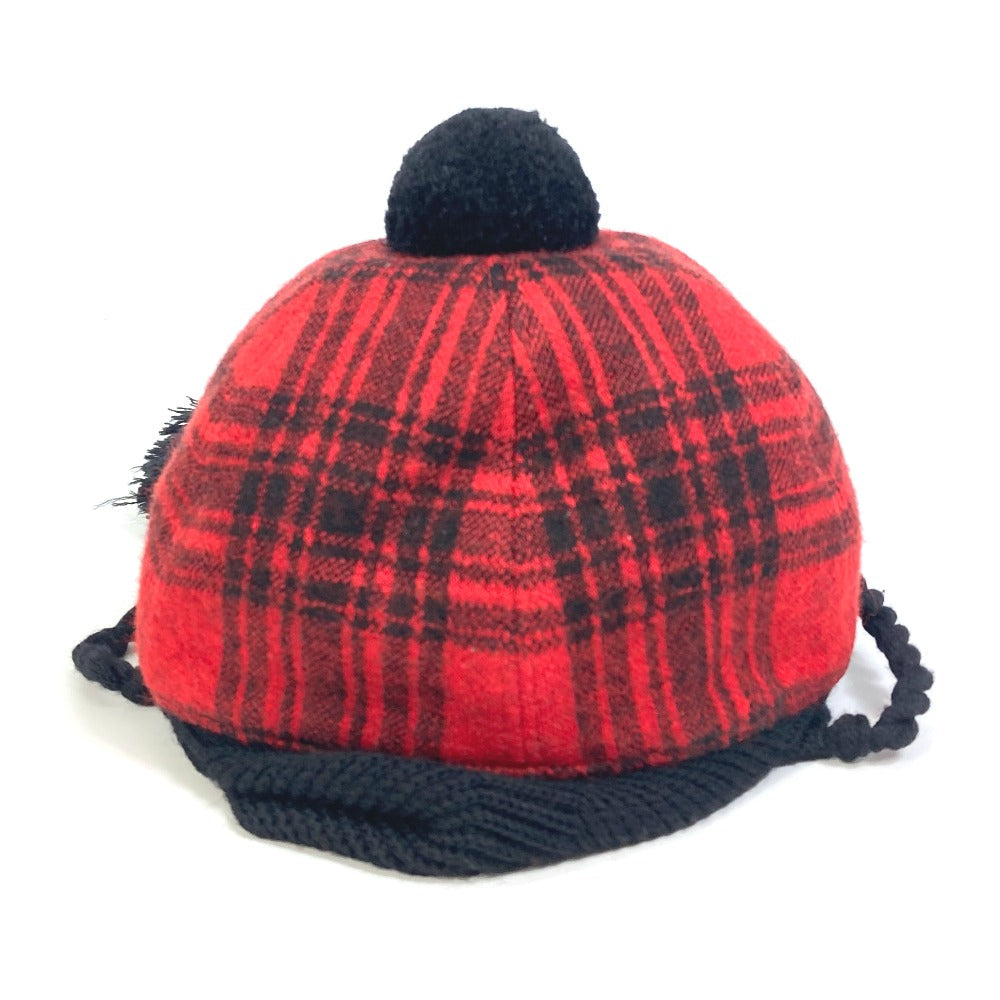 GUCCI cap 439029 Cotton, Wool, Acrylic Red Knit hat check S