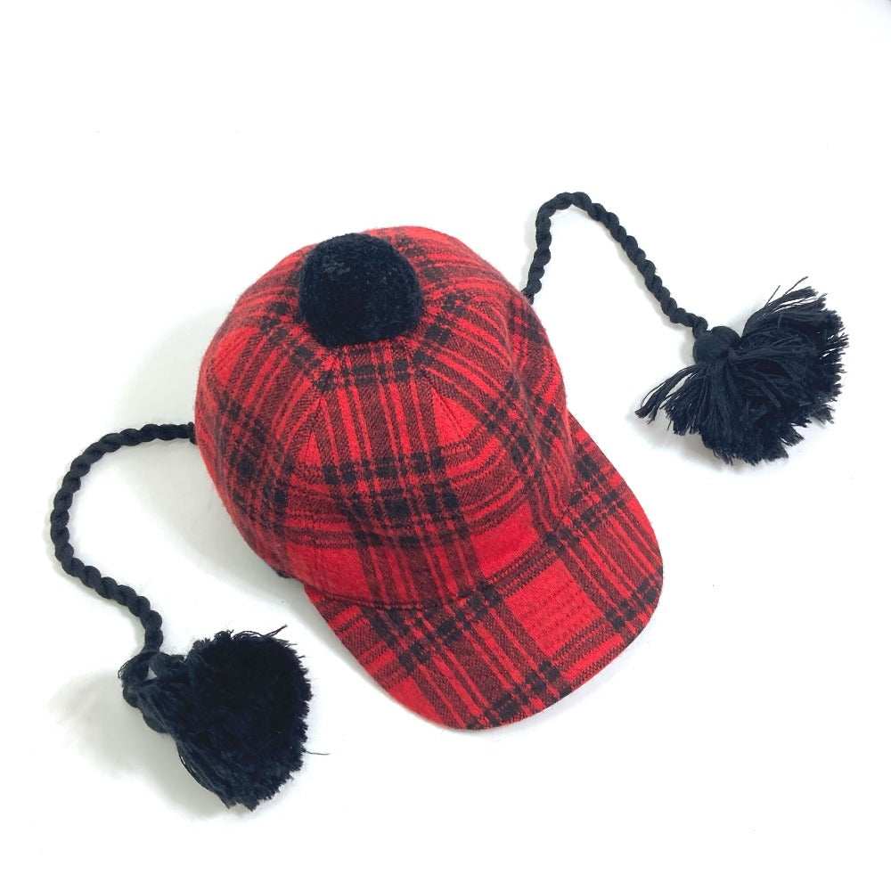GUCCI cap 439029 Cotton, Wool, Acrylic Red Knit hat check S