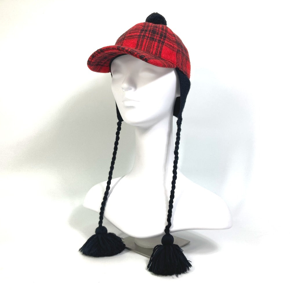GUCCI cap 439029 Cotton, Wool, Acrylic Red Knit hat check S
