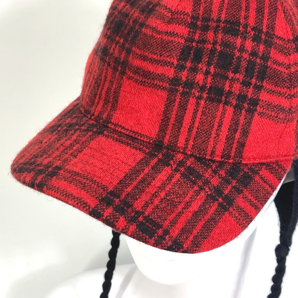 GUCCI cap 439029 Cotton, Wool, Acrylic Red Knit hat check S