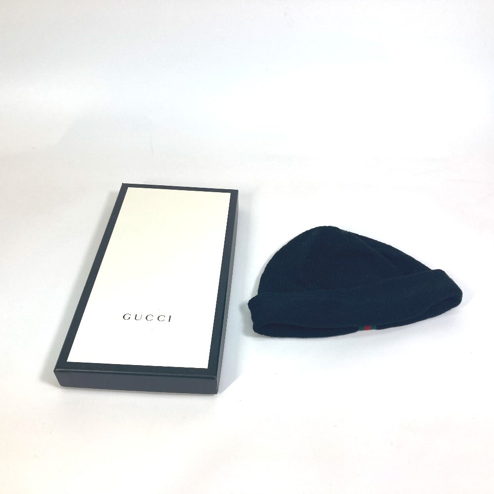 GUCCI Knit hat wool black Sherry line mens M Used