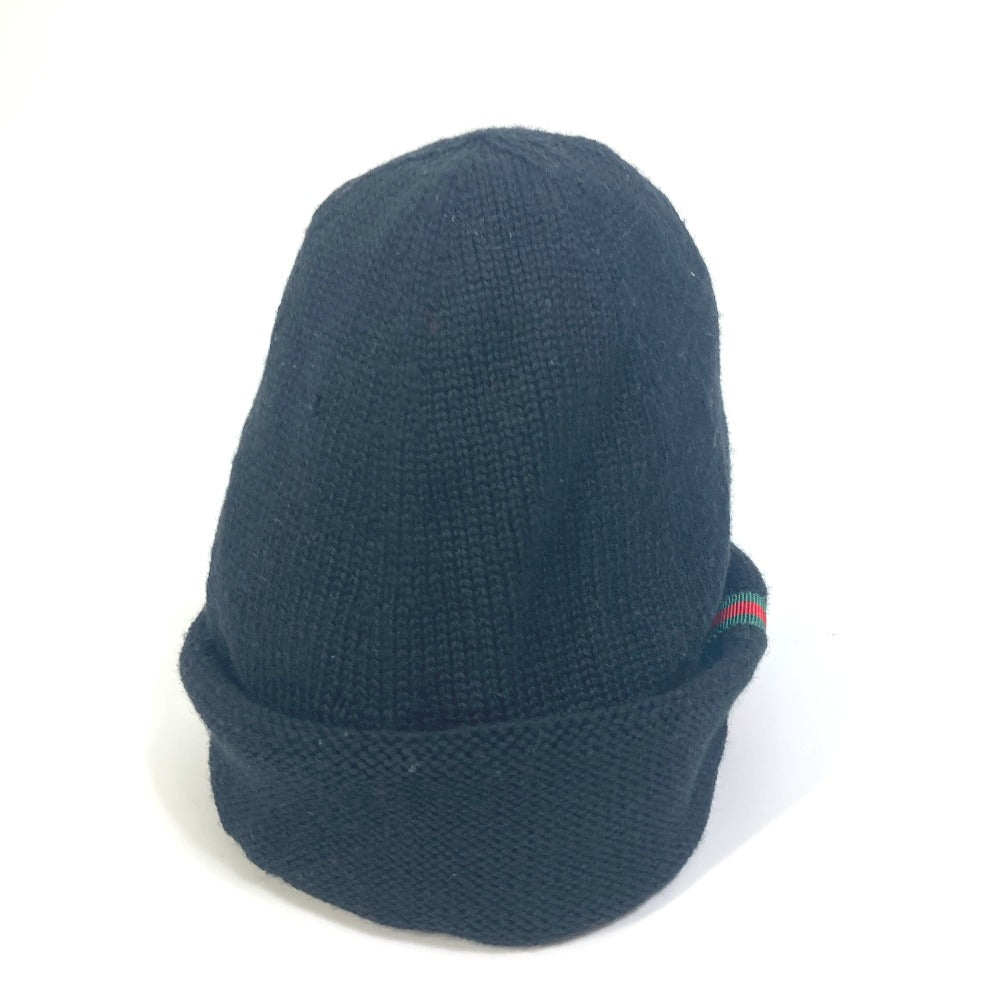GUCCI Knit hat wool black Sherry line mens M Used