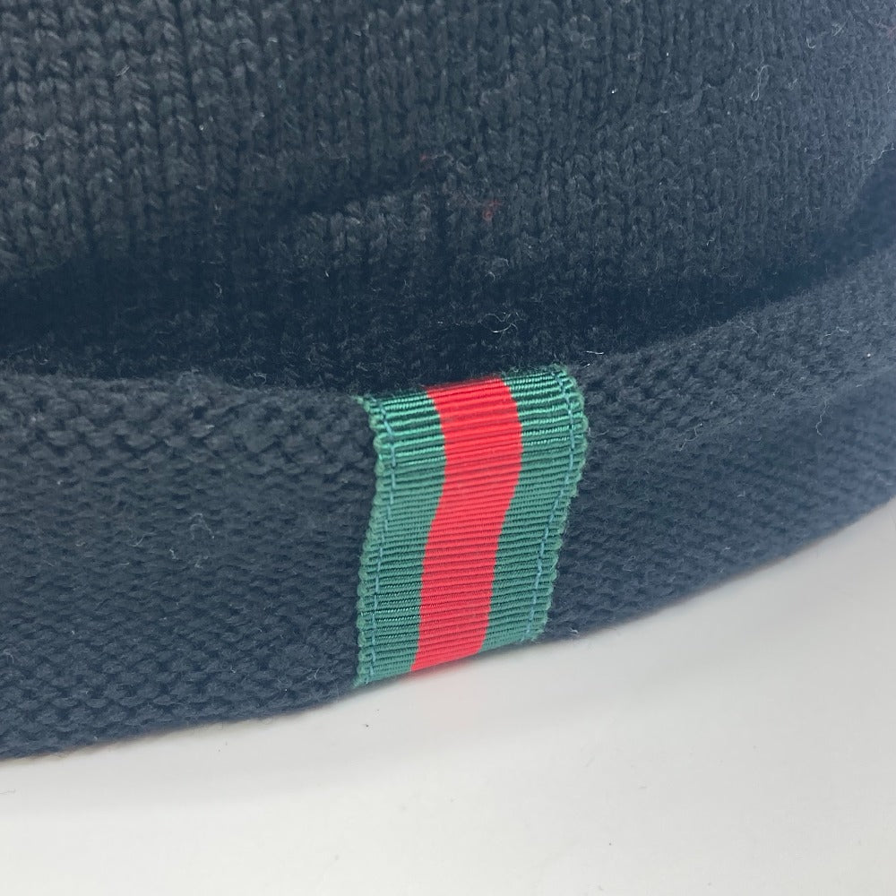 GUCCI Knit hat wool black Sherry line mens M Used