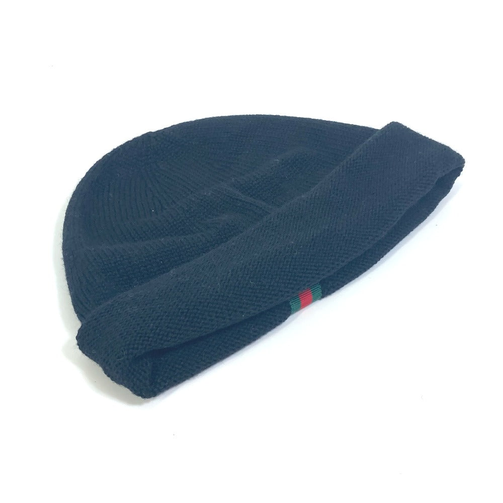 GUCCI Knit hat wool black Sherry line mens M Used