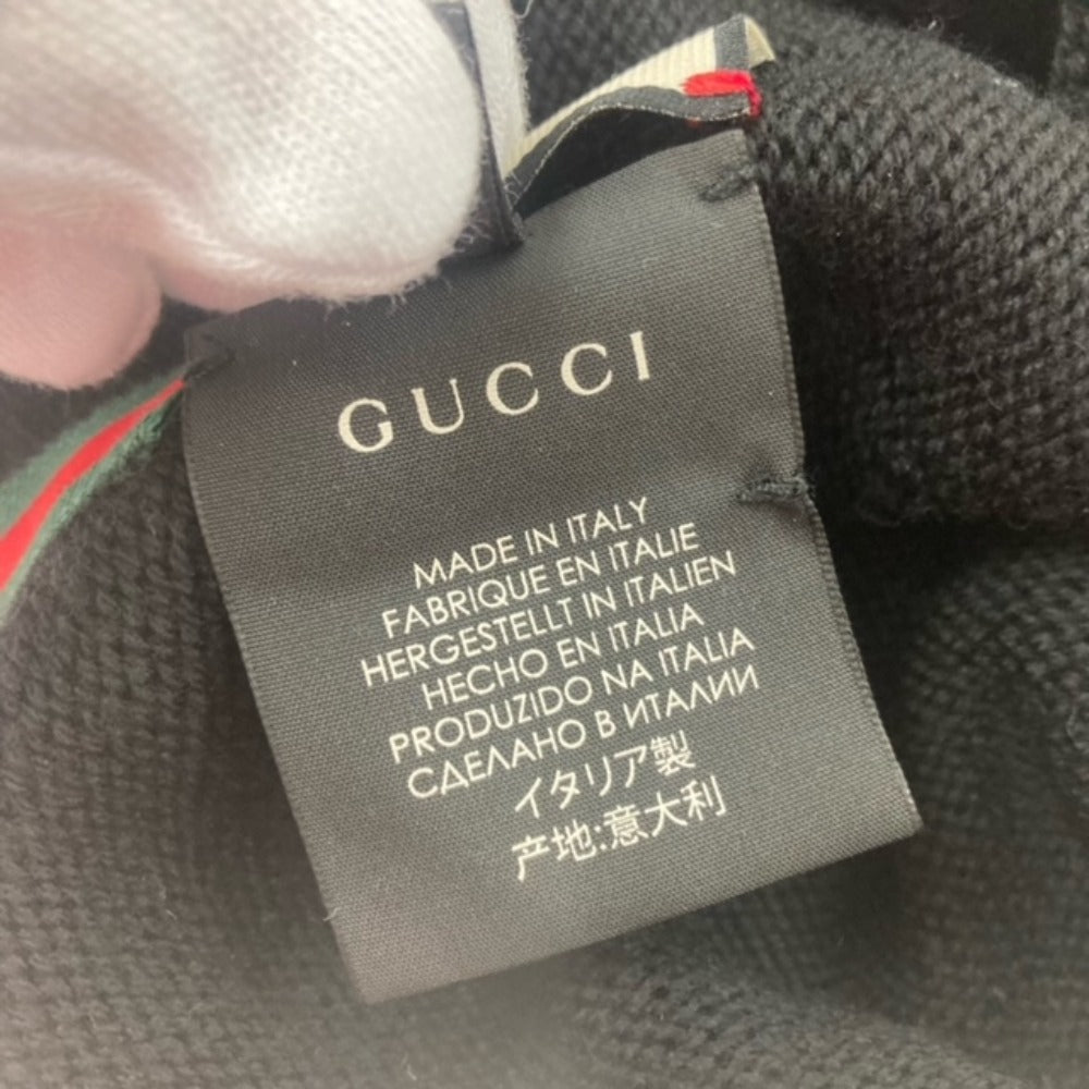 GUCCI Knit hat wool black Sherry line mens M Used