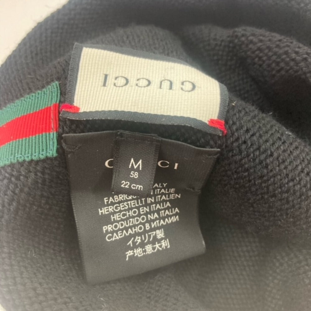 GUCCI Knit hat wool black Sherry line mens M Used
