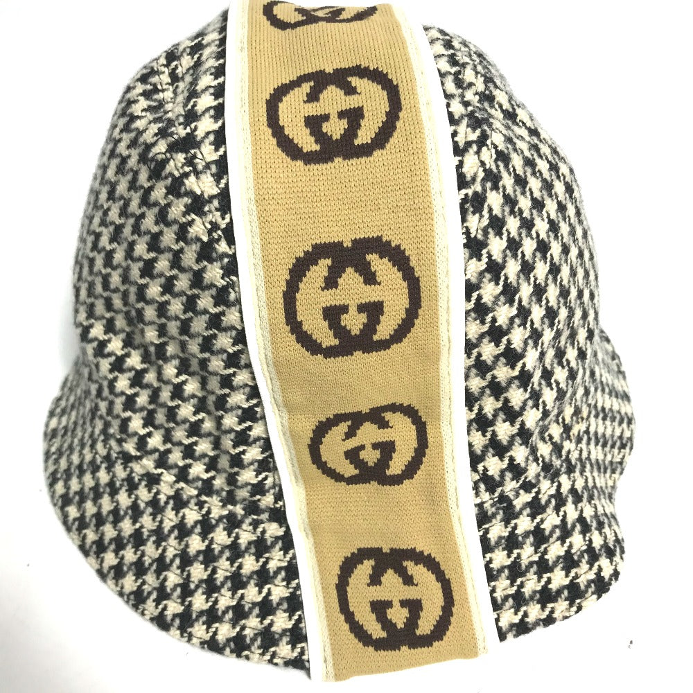GUCCI hat cotton black Interlocking G GG Houndstooth L