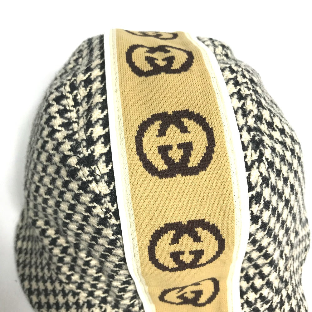 GUCCI hat cotton black Interlocking G GG Houndstooth L