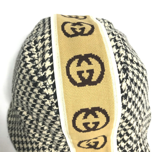 GUCCI hat cotton black Interlocking G GG Houndstooth L