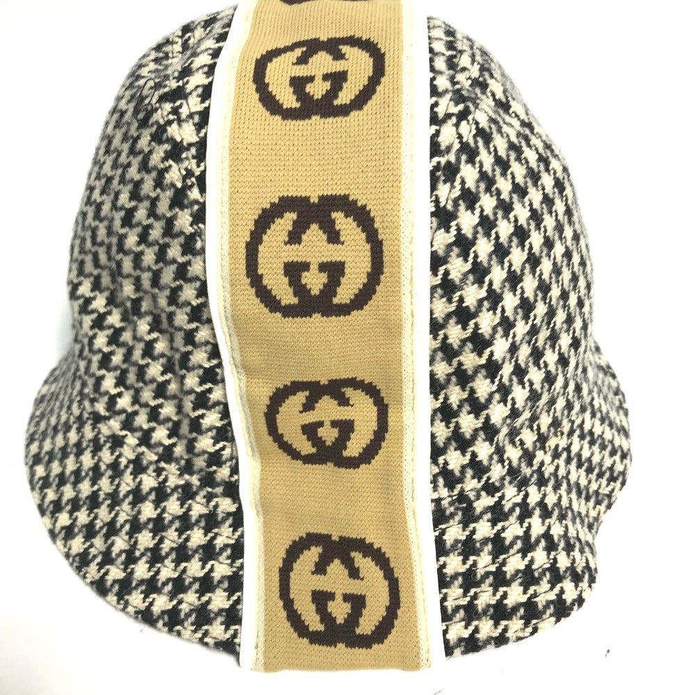 GUCCI hat cotton black Interlocking G GG Houndstooth L