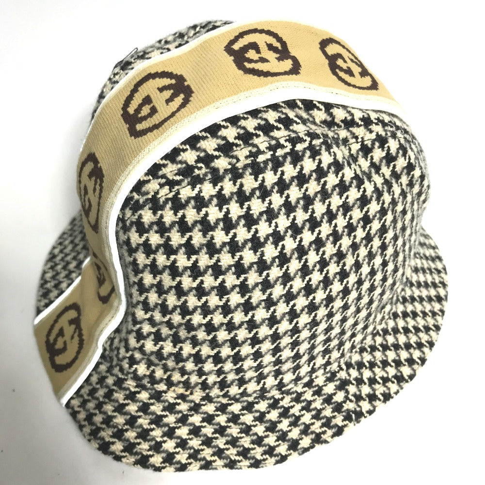GUCCI hat cotton black Interlocking G GG Houndstooth L