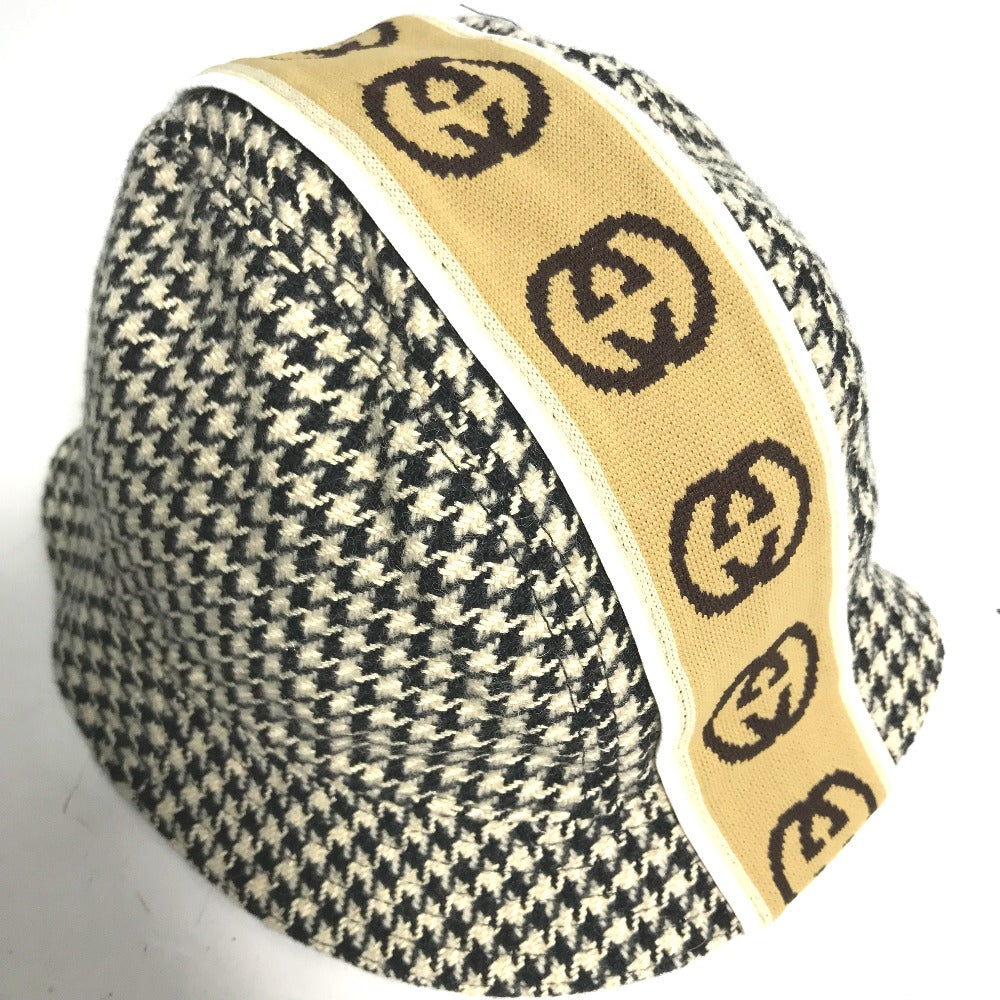 GUCCI hat cotton black Interlocking G GG Houndstooth L