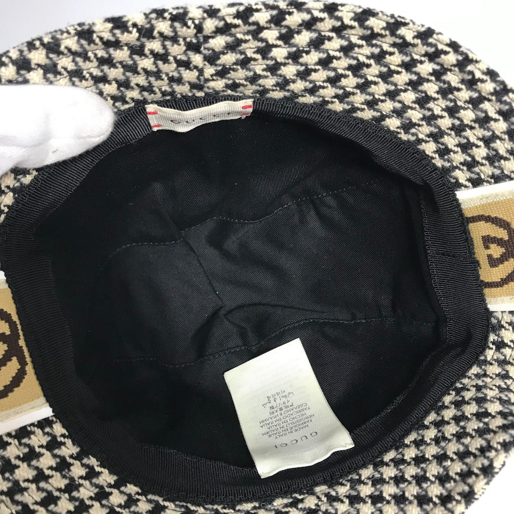 GUCCI hat cotton black Interlocking G GG Houndstooth L