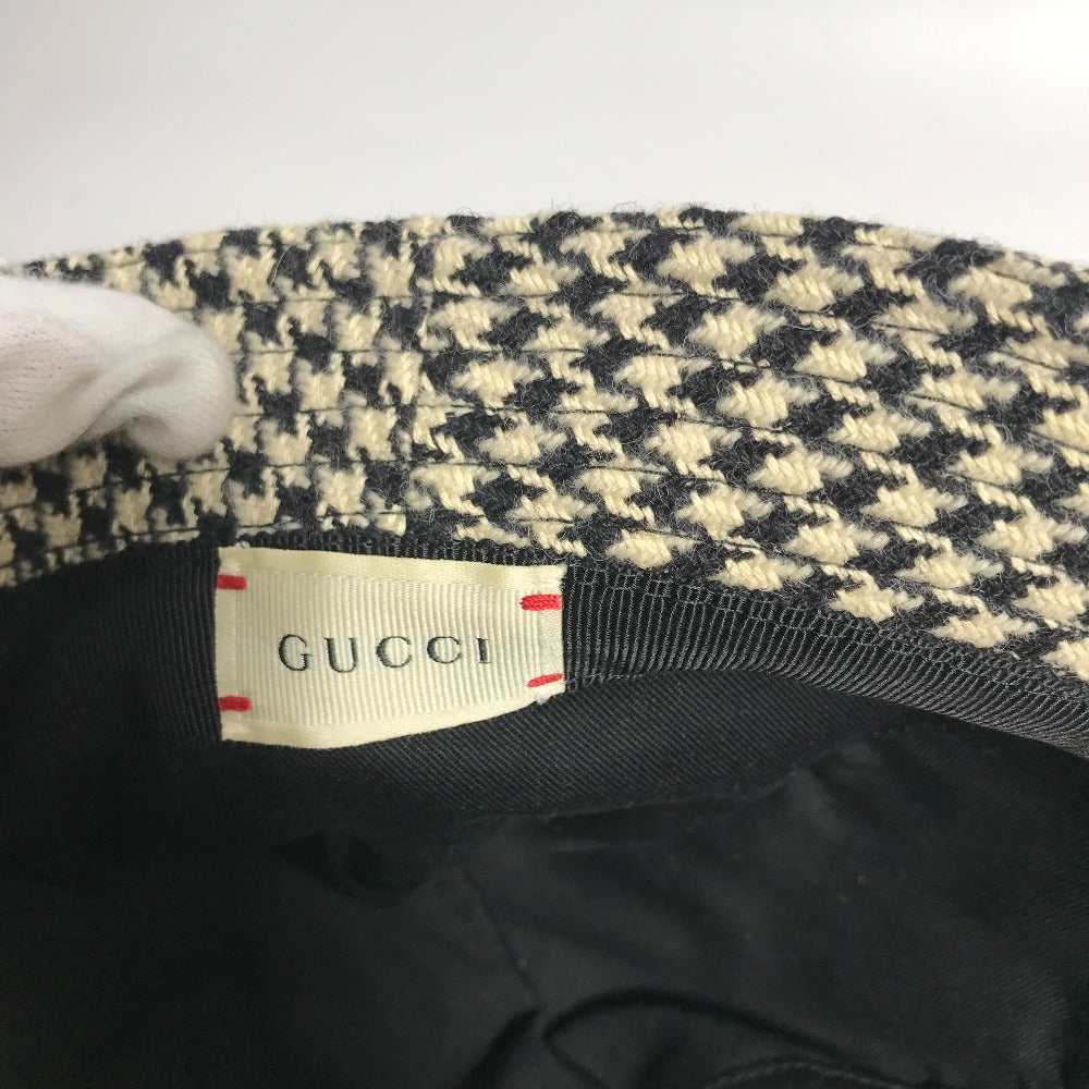 GUCCI hat cotton black Interlocking G GG Houndstooth L