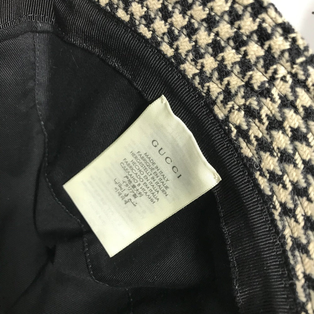 GUCCI hat cotton black Interlocking G GG Houndstooth L