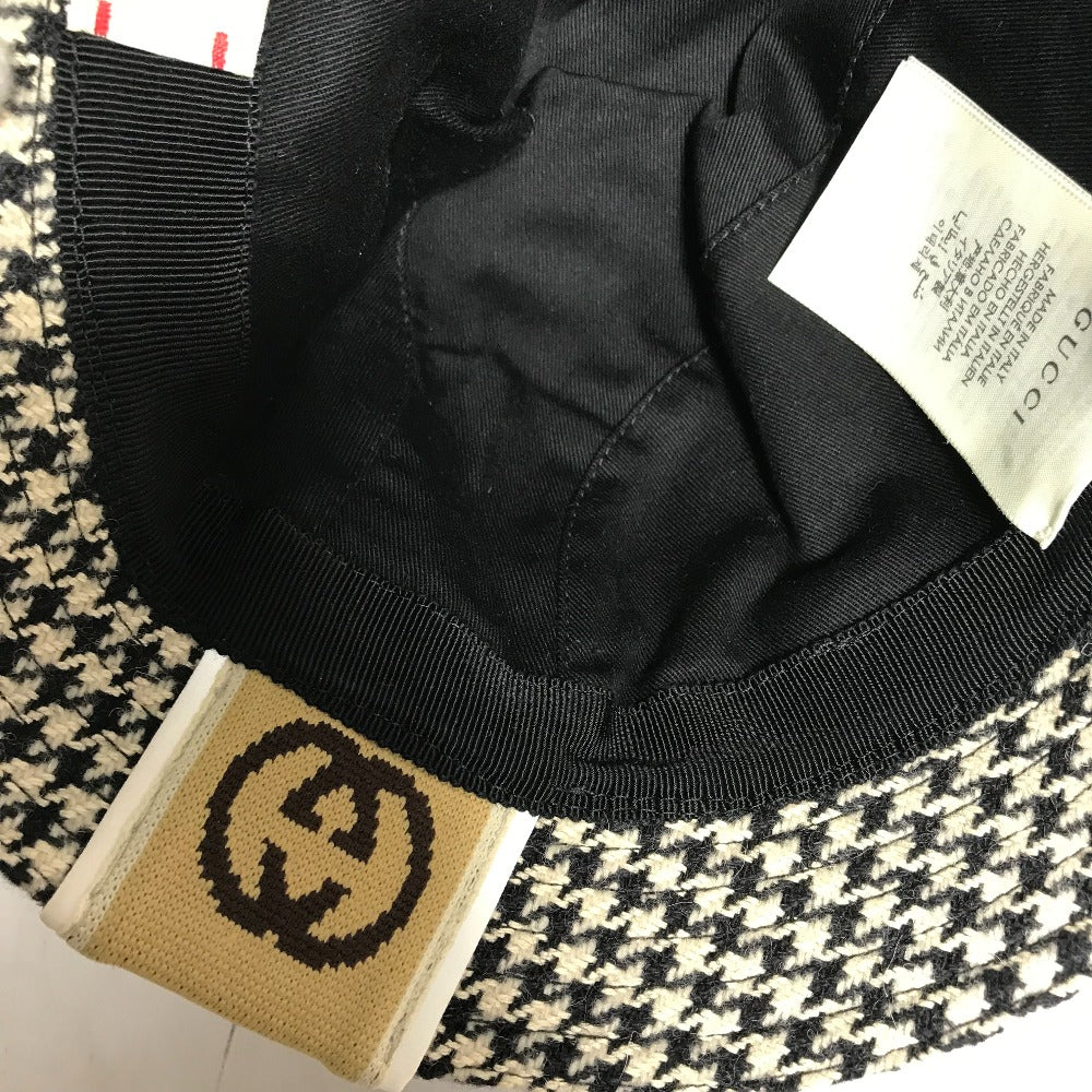 GUCCI hat cotton black Interlocking G GG Houndstooth L