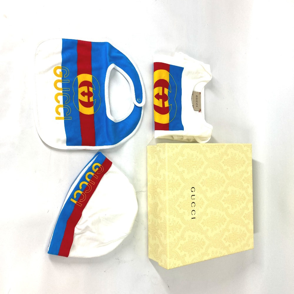 GUCCI Knit hat 516326 cotton white Baby gift baby BABY baby 3 piece gift set 9/12m