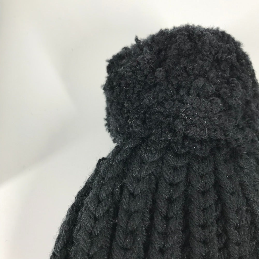 GUCCI Knit hat 652656 polyester black With pompoms logo 58