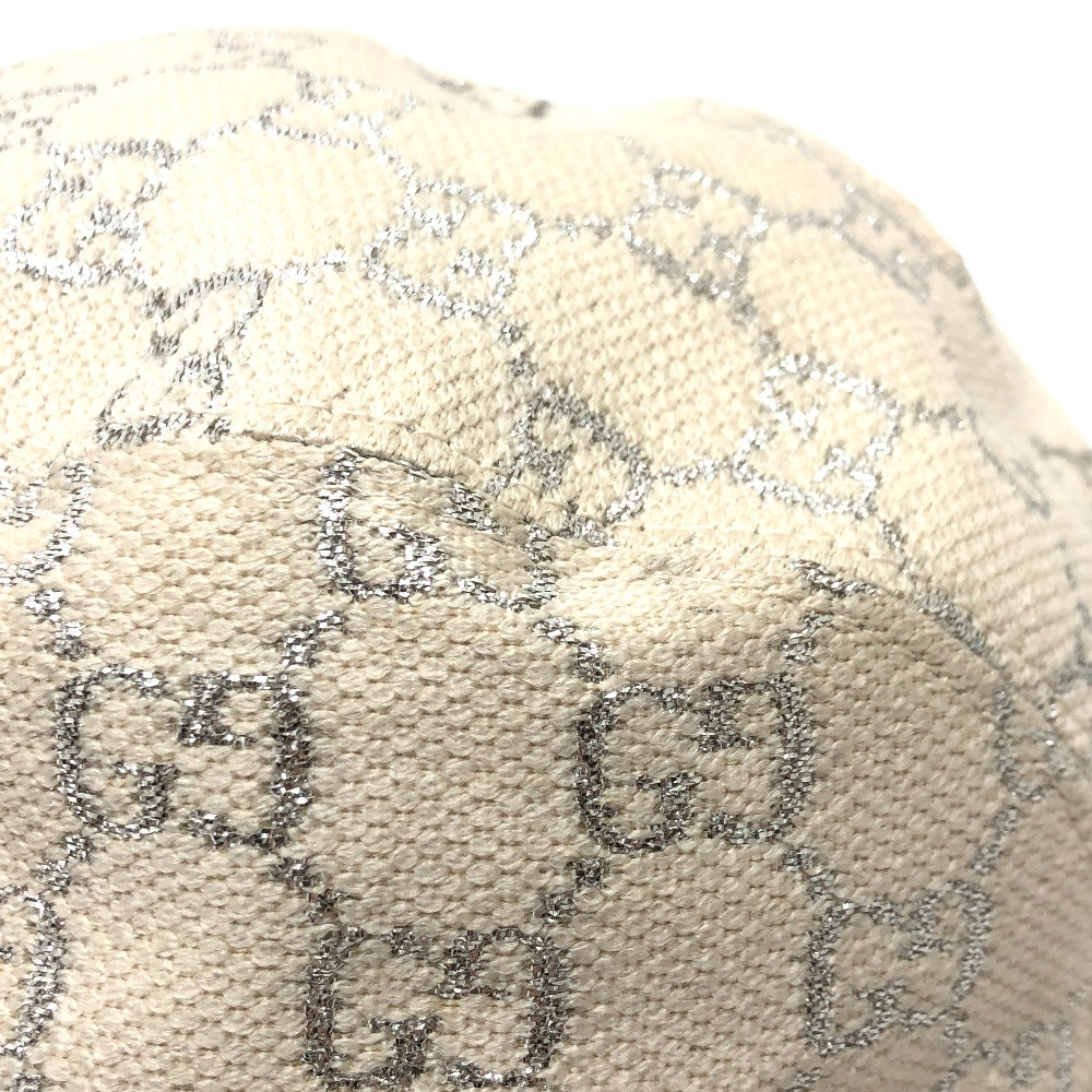 GUCCI hat 631951 wool white GG lame Bucket hat Women M/57 Used