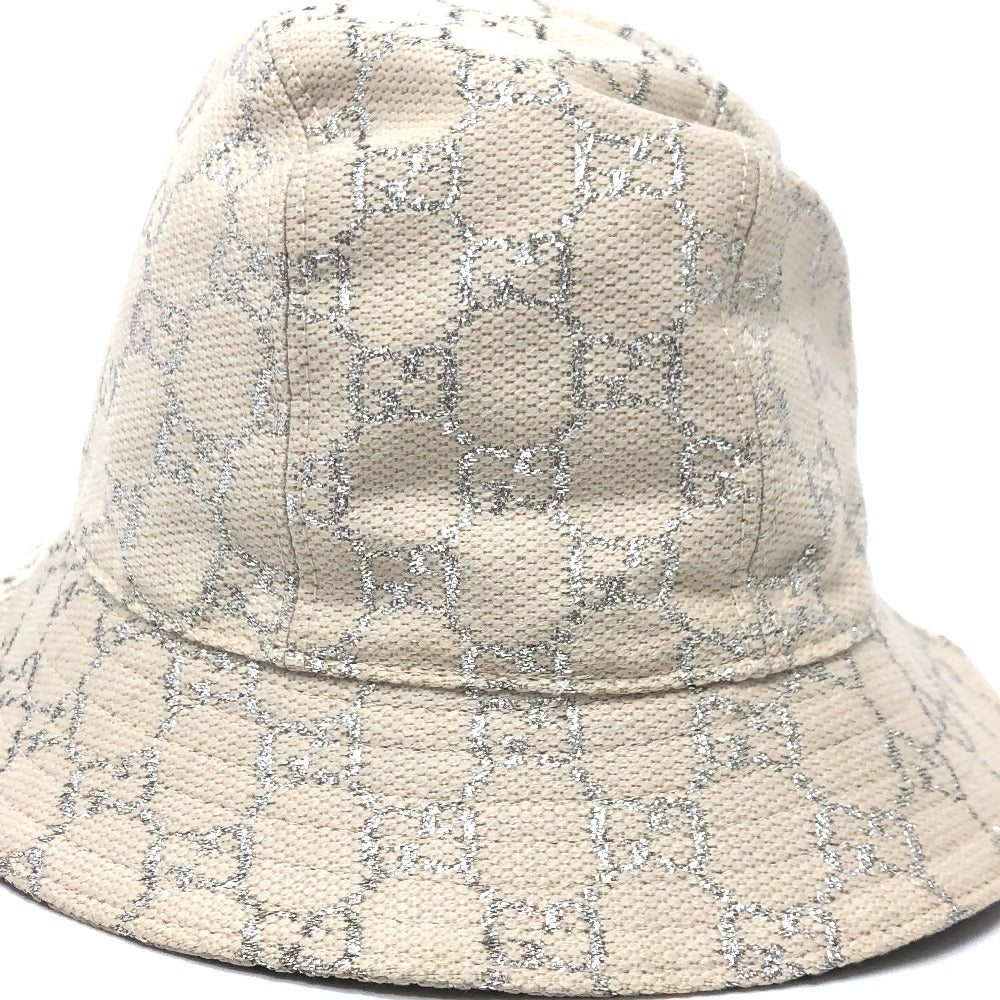 GUCCI hat 631951 wool white GG lame Bucket hat Women M/57 Used