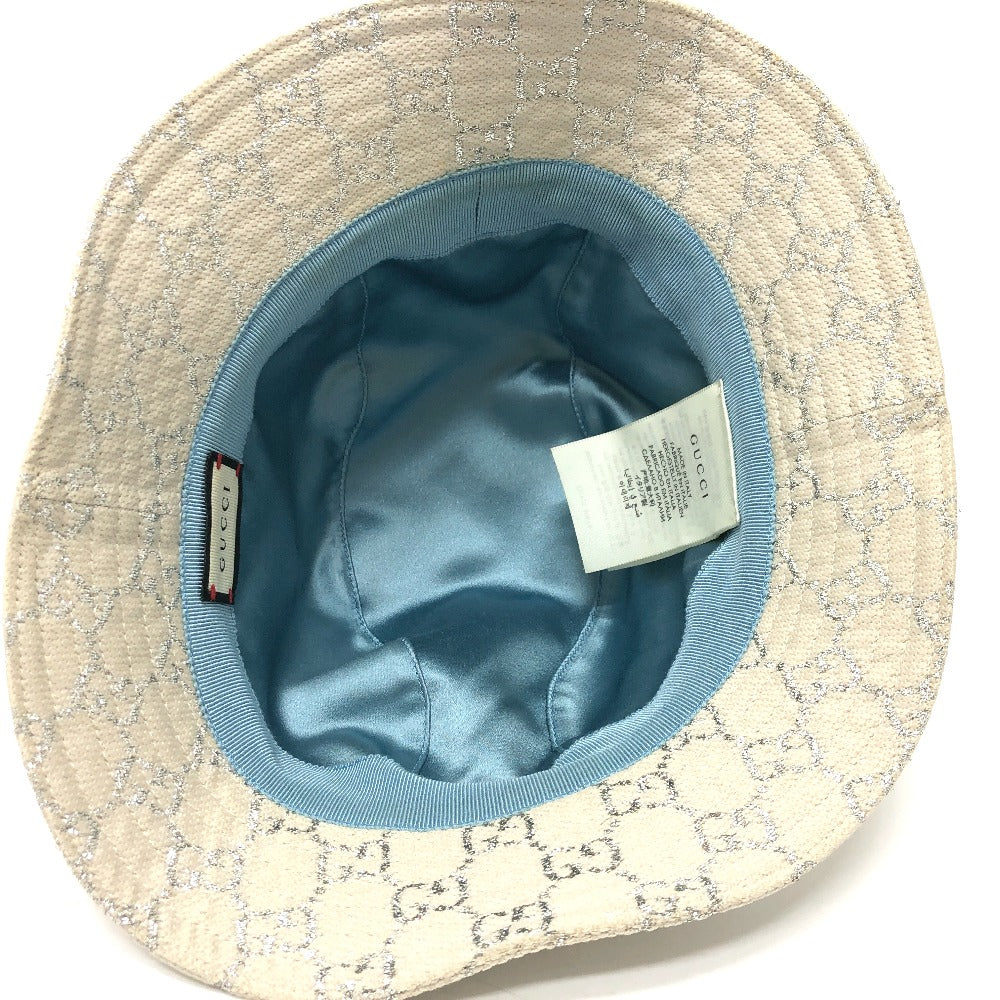 GUCCI hat 631951 wool white GG lame Bucket hat Women M/57 Used