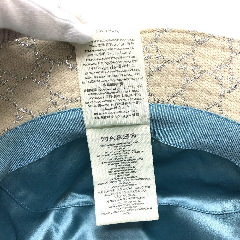 GUCCI hat 631951 wool white GG lame Bucket hat Women M/57 Used