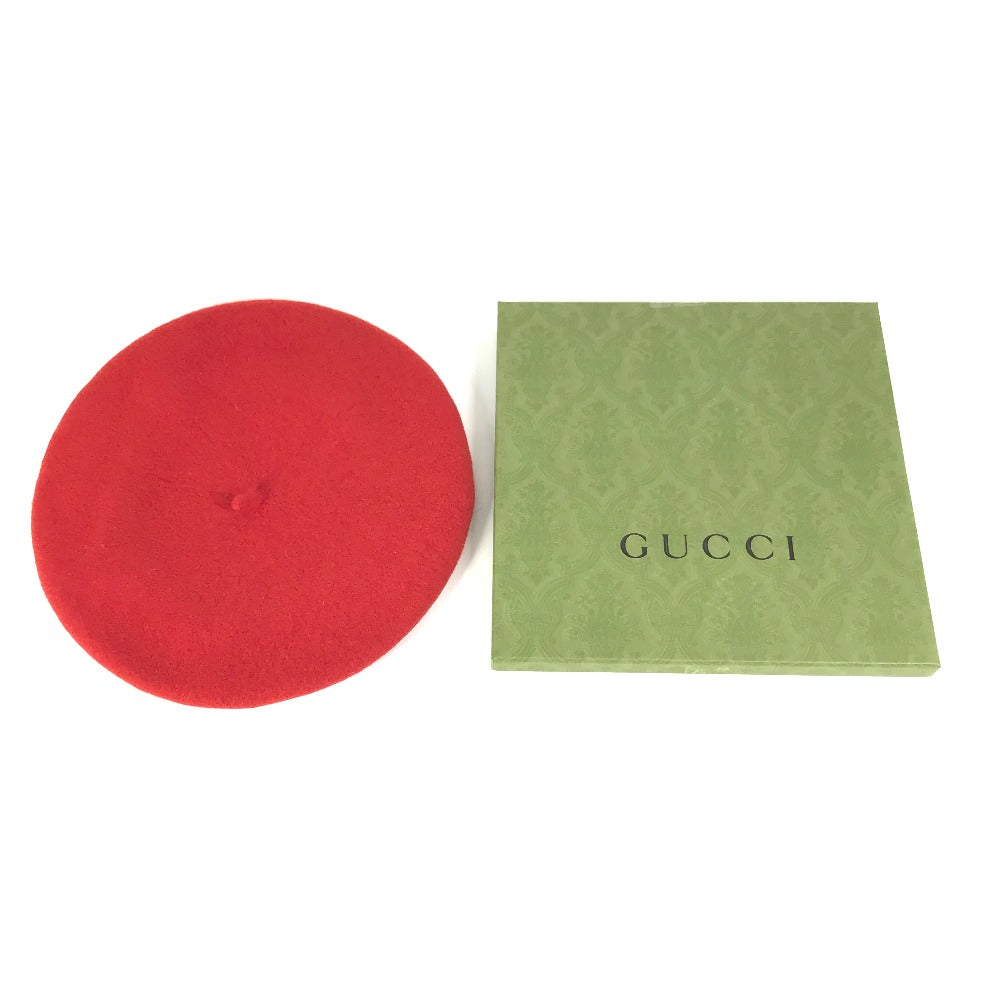 GUCCI beret 714343 wool Red GG logo Women M Used