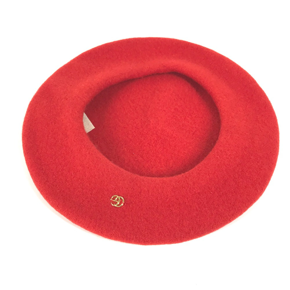 GUCCI beret 714343 wool Red GG logo Women M Used