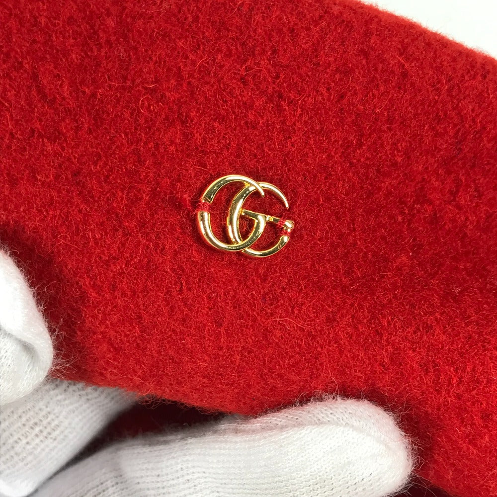 GUCCI beret 714343 wool Red GG logo Women M Used