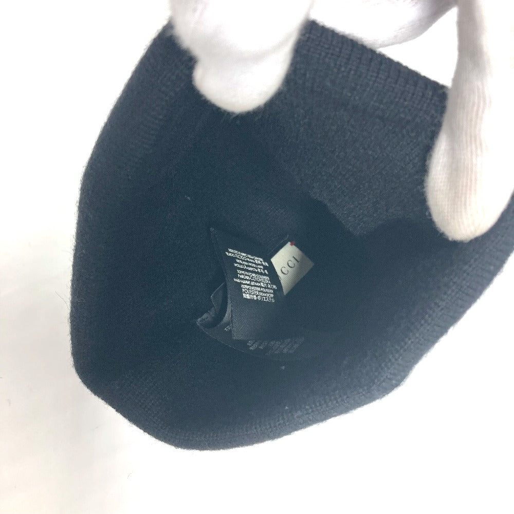 GUCCI Knit hat wool black beanie hat knit hat knit cap logo