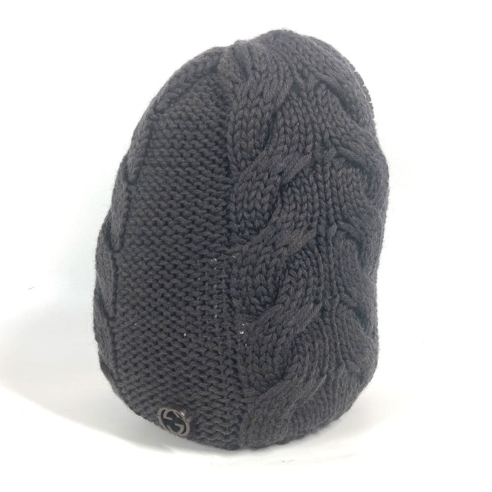 GUCCI Knit hat 300052 wool Brown GG M
