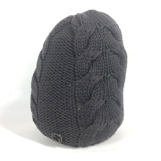 GUCCI Knit hat 300052 wool Brown GG M