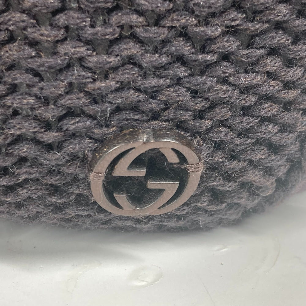GUCCI Knit hat 300052 wool Brown GG M