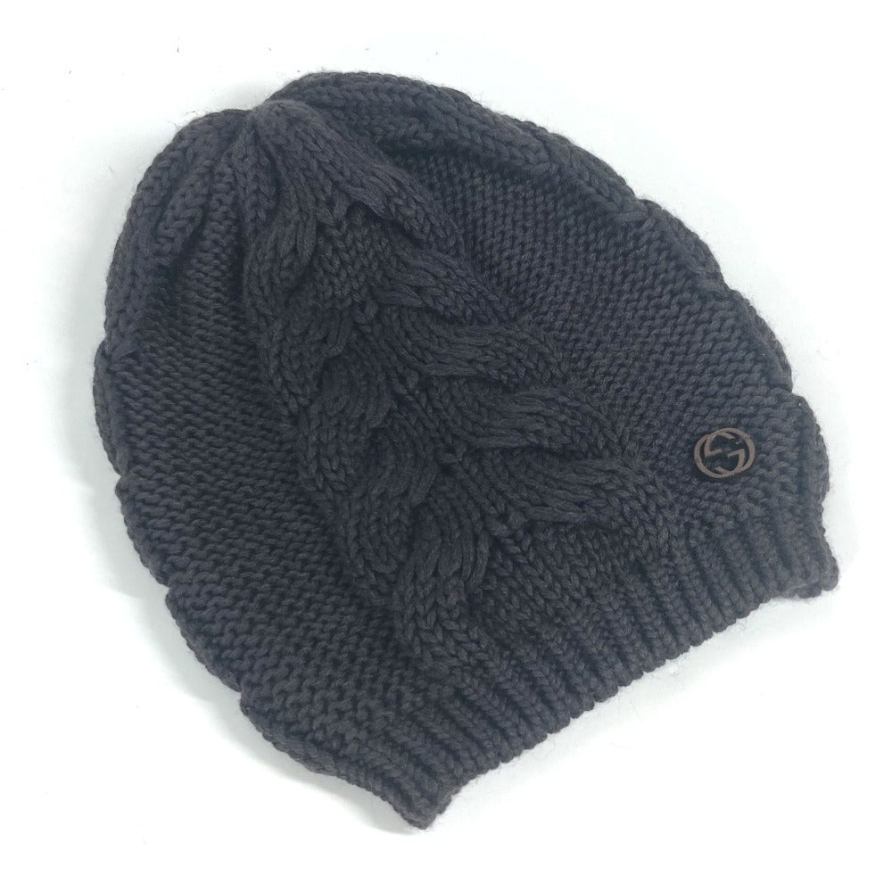 GUCCI Knit hat 300052 wool Brown GG M