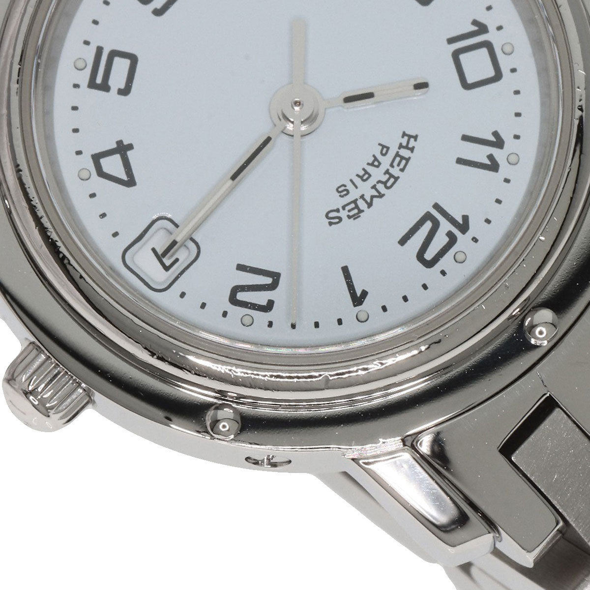 HERMES Watches Quartz CL4.210 Stainless Steel , Stainless Steel Silver Clipper white dial Women Used