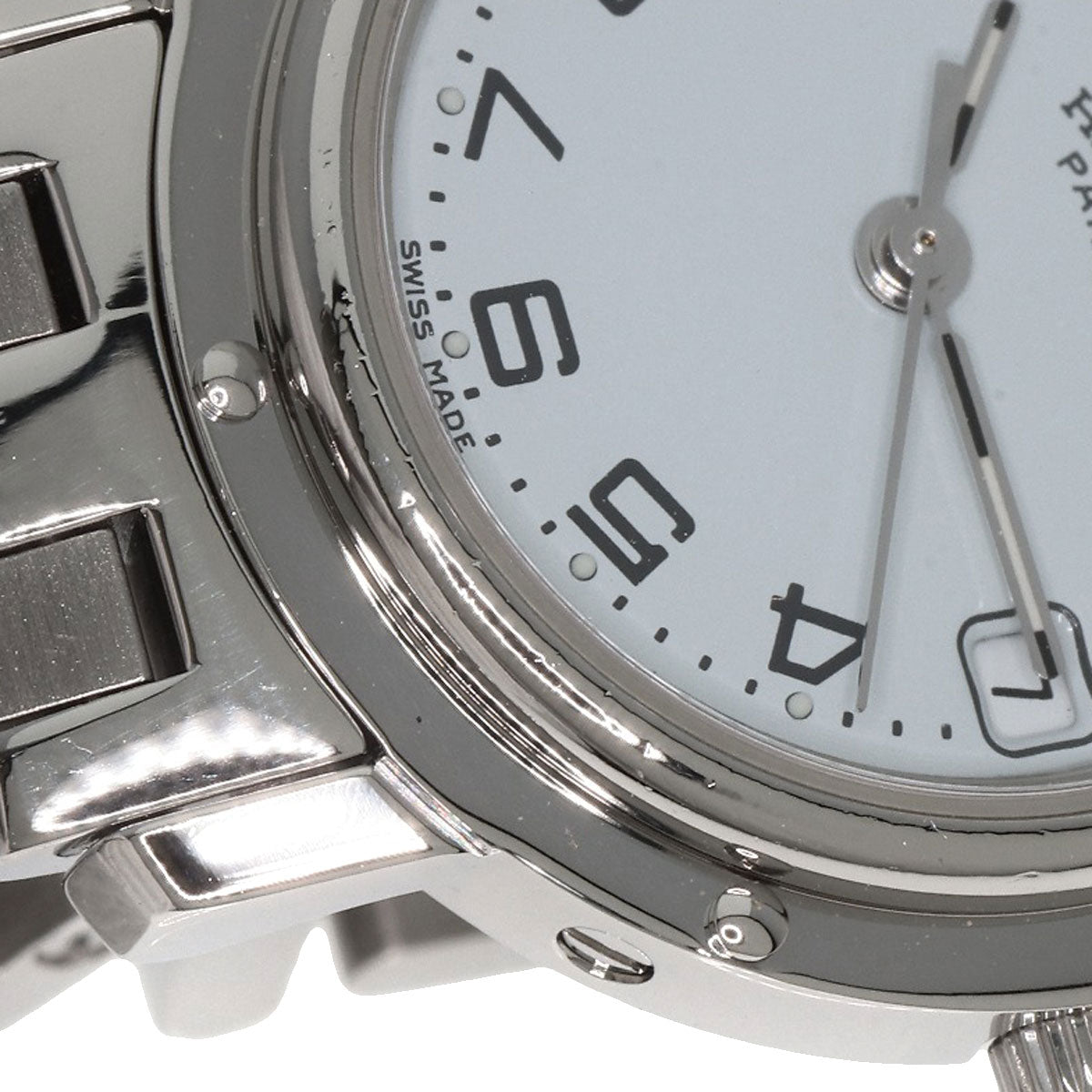 HERMES Watches Quartz CL4.210 Stainless Steel , Stainless Steel Silver Clipper white dial Women Used