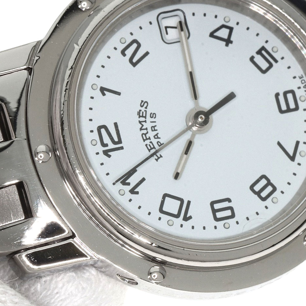 HERMES Watches Quartz CL4.210 Stainless Steel , Stainless Steel Silver Clipper white dial Women Used