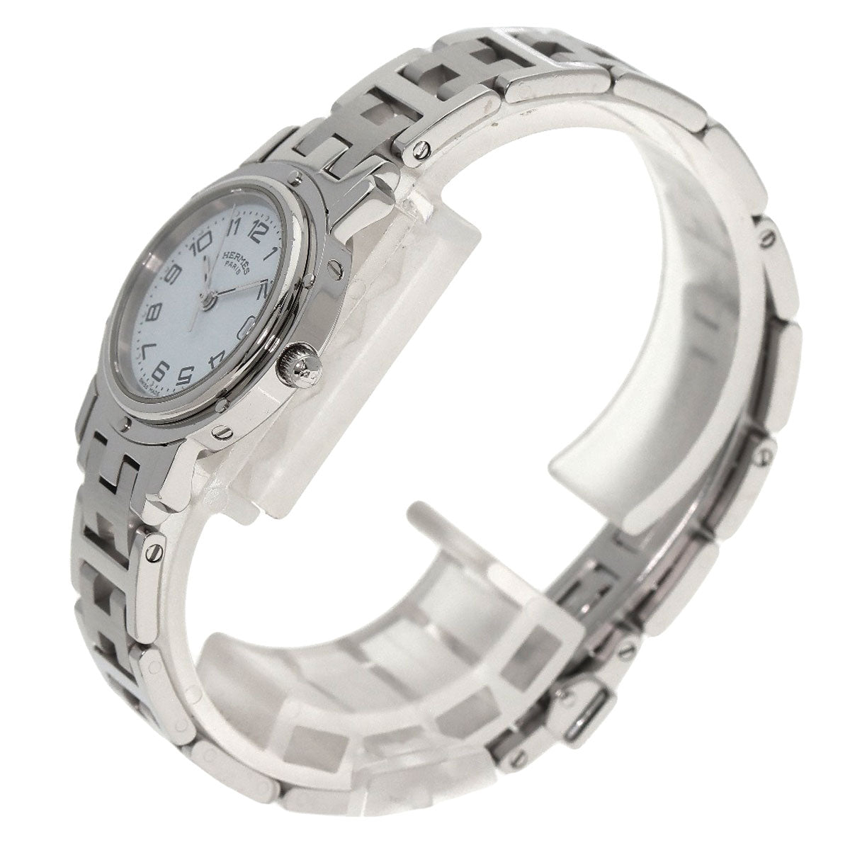 HERMES Watches Quartz CL4.210 Stainless Steel , Stainless Steel Silver Clipper white dial Women Used