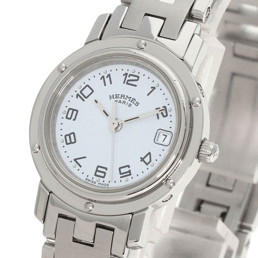 HERMES Watches Quartz CL4.210 Stainless Steel , Stainless Steel Silver Clipper white dial Women Used