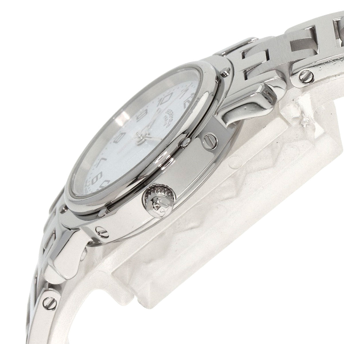 HERMES Watches Quartz CL4.210 Stainless Steel , Stainless Steel Silver Clipper white dial Women Used