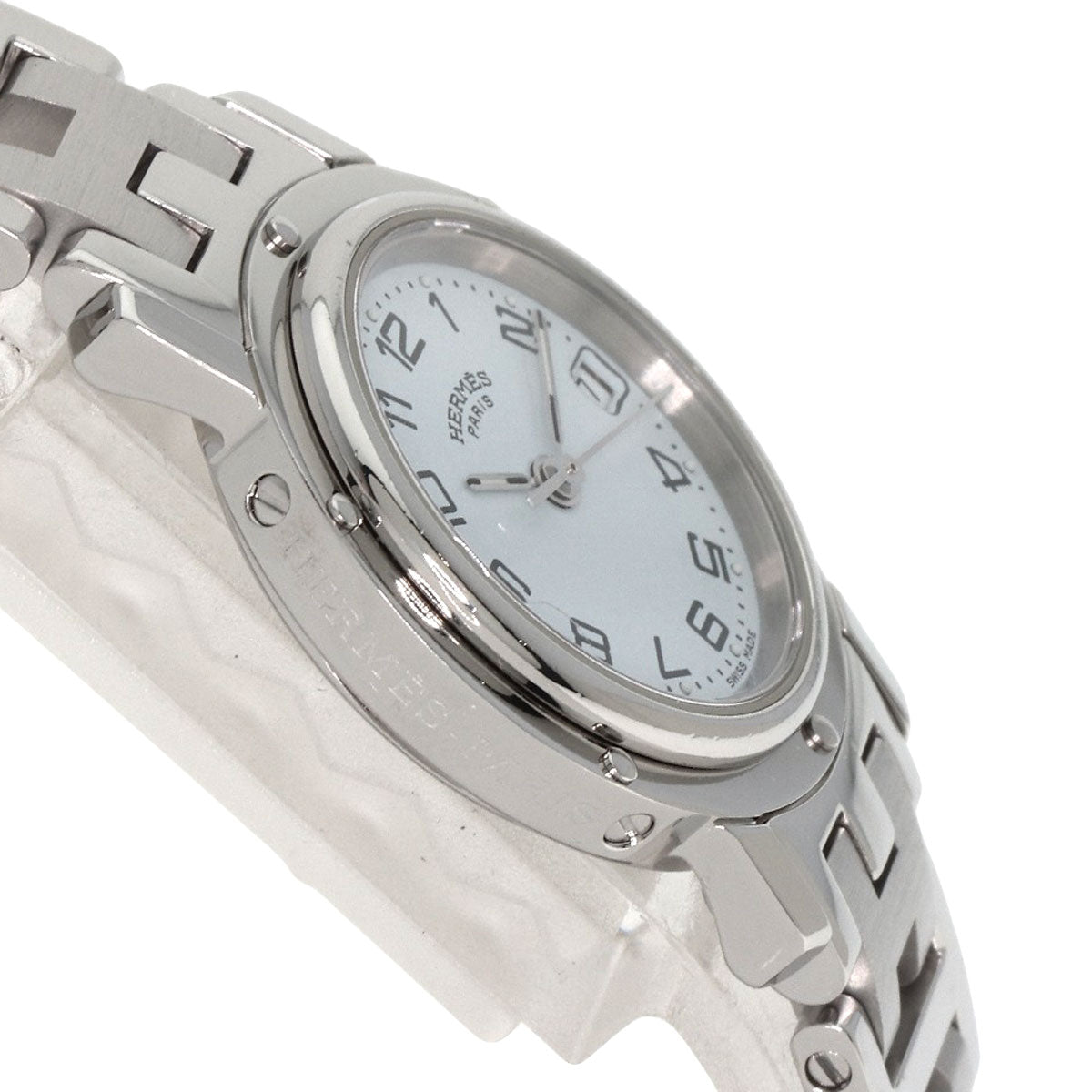 HERMES Watches Quartz CL4.210 Stainless Steel , Stainless Steel Silver Clipper white dial Women Used