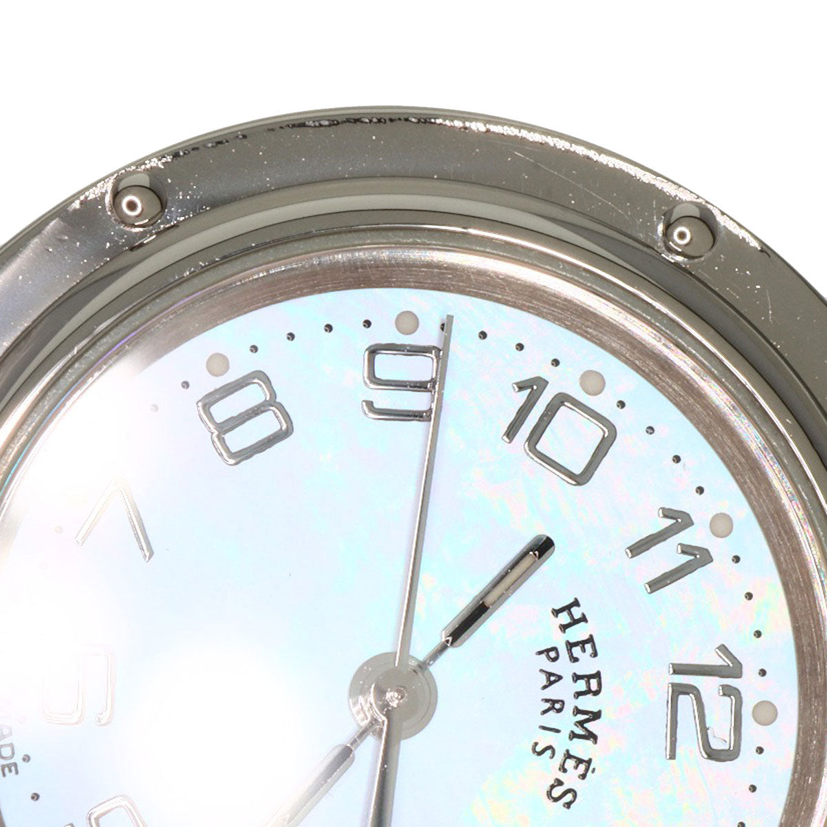 HERMES Watches Quartz CL4.210 Stainless Steel , Stainless Steel Silver Clipper Nacre new buckle Pink shell dial Women Used