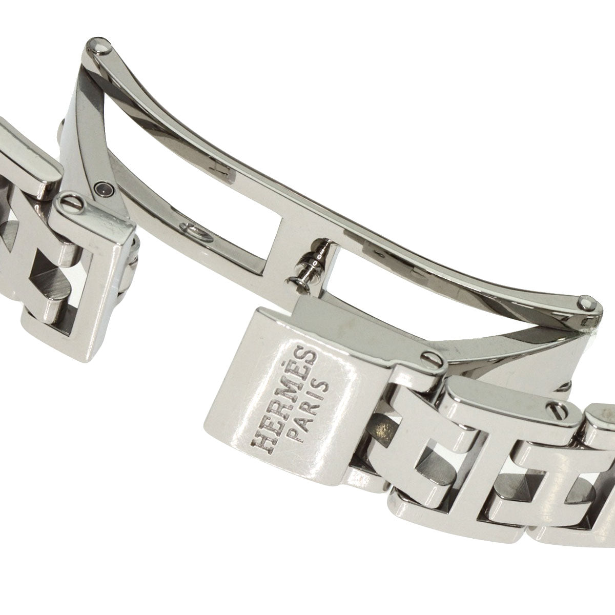 HERMES Watches Quartz CL4.210 Stainless Steel , Stainless Steel Silver Clipper Nacre new buckle Pink shell dial Women Used
