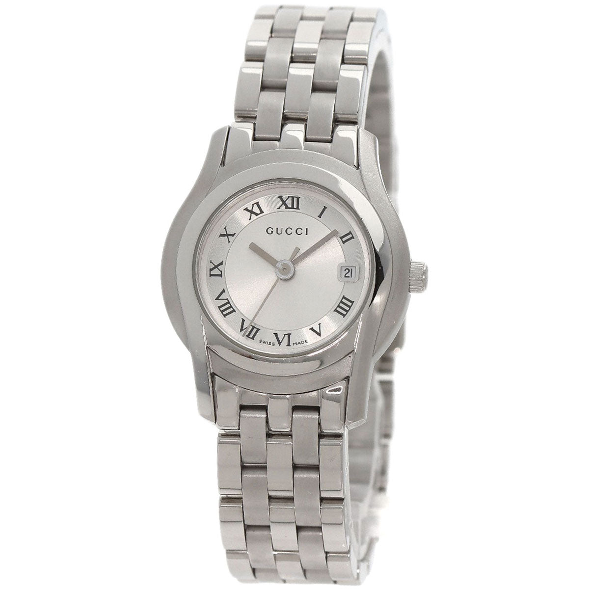 GUCCI Watches Quartz 5500L Stainless Steel , Stainless Steel Silver Round face Silver dial Women Used