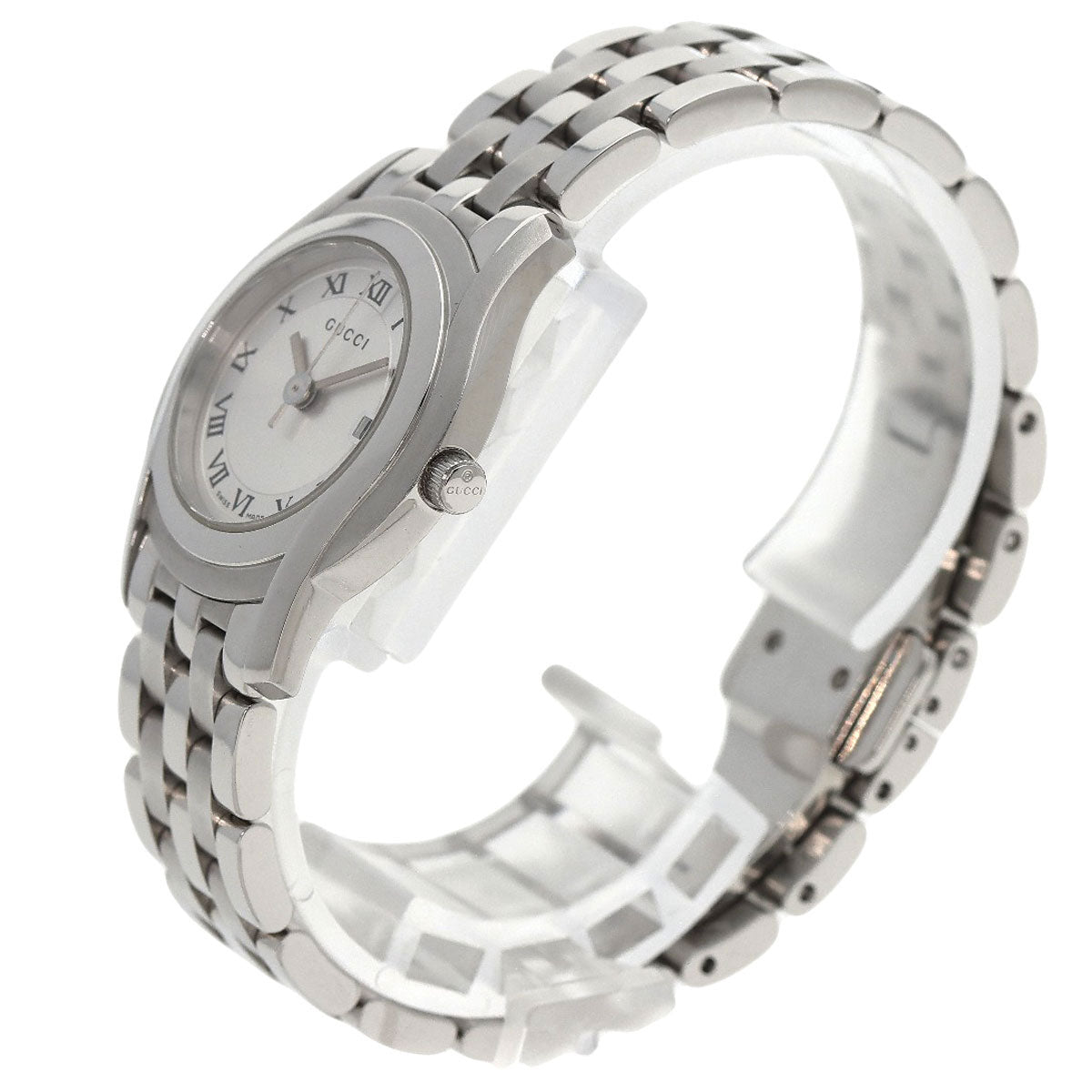 GUCCI Watches Quartz 5500L Stainless Steel , Stainless Steel Silver Round face Silver dial Women Used